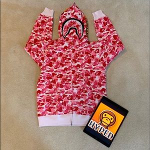 Bape Pink ABC Camo Shark Hoodie Zip-Up